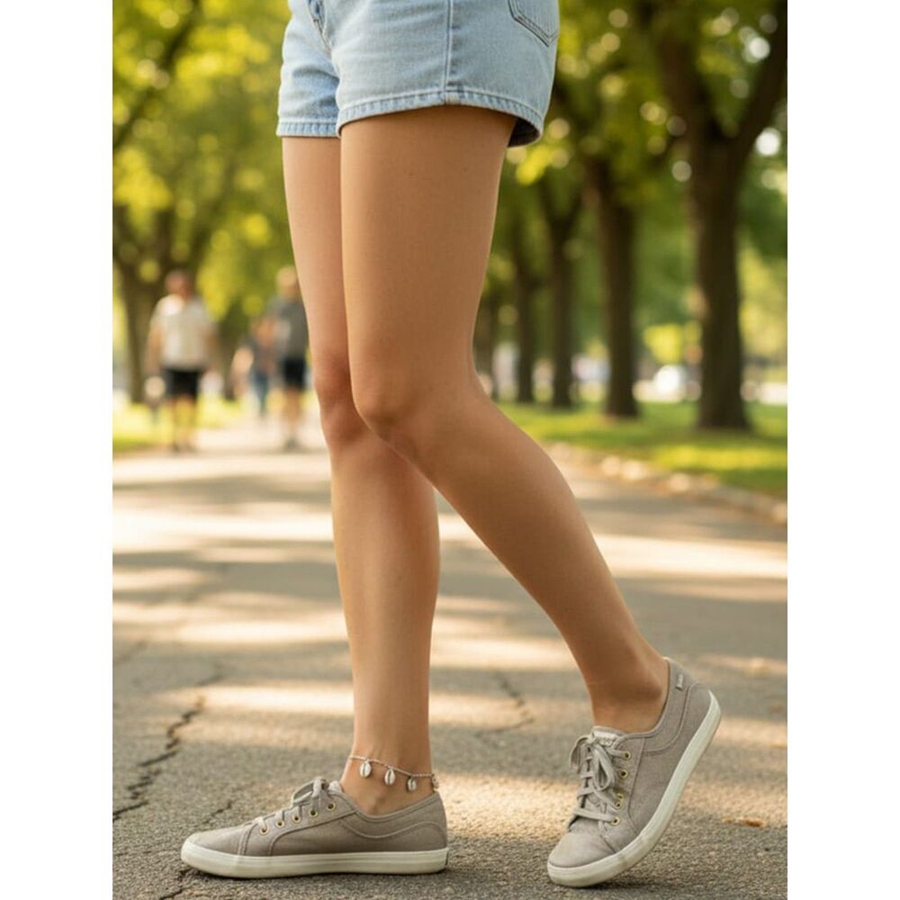 Keds Women's Taupe & Metallic Gold Lace-Up Sneakers - Size 7.5